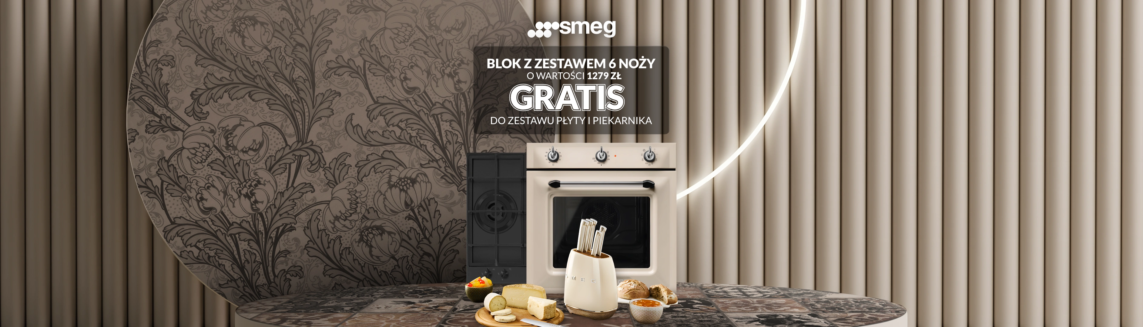 SMEG - Blok z zestawem 6 noży o wartości 1279 zł do zestawu płyty i piekarnika