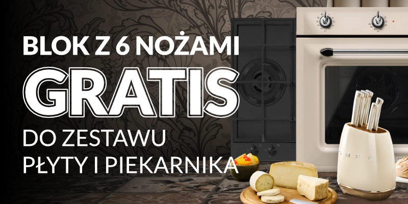SMEG - Blok z zestawem 6 noży o wartości 1279 zł do zestawu płyty i piekarnika