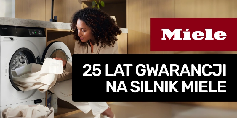 Gwarancja 25 lat na silnik Miele we wszystkich pralkach, suszarkach i pralko-suszarkach.